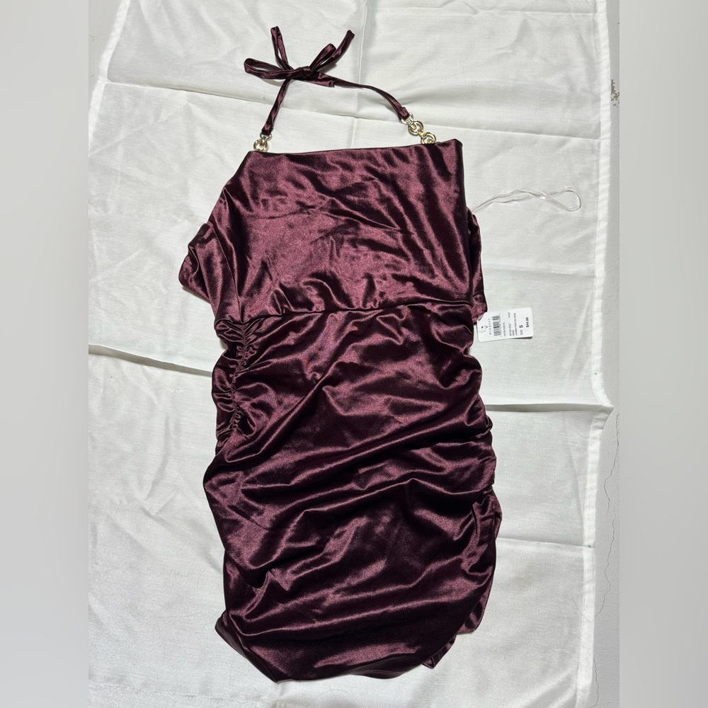 NWT !! Wine Color mini dress with gold detail!!